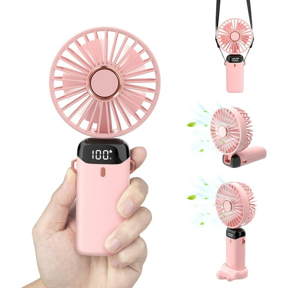 Personal Fan, Portable Hanging Neck Fan, 4000mAh USB-C Rechargeable 5-Speed Modes Powerful Desktop Fan with Base, Max 16H Run Time, Adjustable Lanyard and Bracket Hands-free Cooling Fan