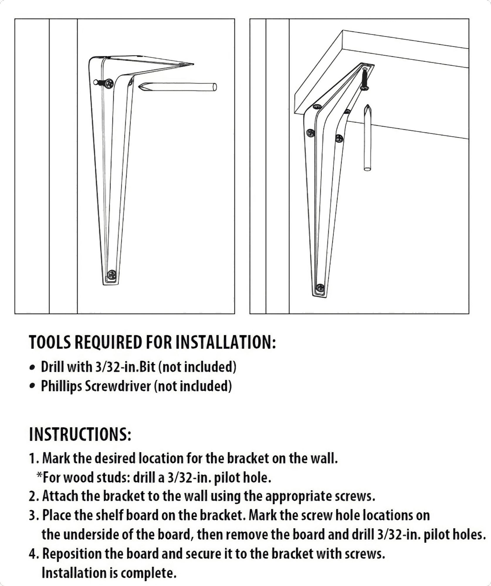 6x8 White Shelf Bracket with Durable Support for Home Shelving