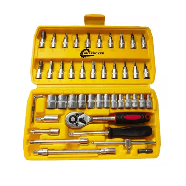 Herramienta Dados De Llave De Trinquete De En Caja Azul 46 pzs BLOOSOM