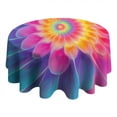 thumbnail image 4 of Rainbow Tie Dye Floral Pattern Round Tablecloth 60"x60",Wrinkle Wipeable Table Cloth for Kitchen Dining Room Picnic Patio Party, 4 of 6