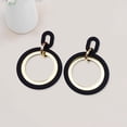 thumbnail image 3 of Hyasfey 1 Pair Circle Stitching Hollow Stud Earrings Acrylic Hoop Splicing Drop Earrings Colorful Contrast Geometric Lightweight Dangle Earrings, 3 of 8