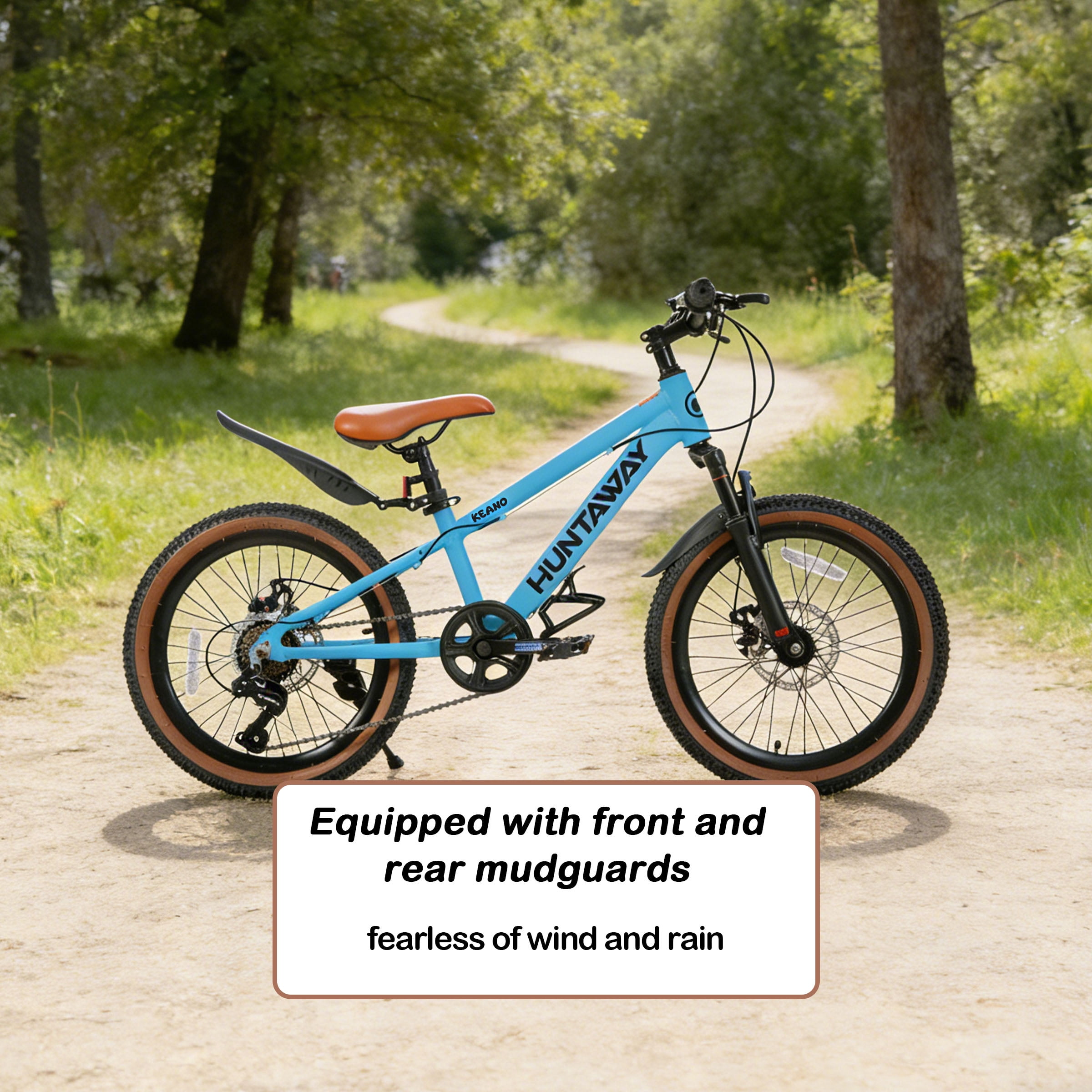 KEANO Huntaway 20 Inch Kids Mountain Bike for Boys Girls Ages 7-10, 7-Speed Kid Bicycle with Lightweight Alloy Frame, Dual Disc Brakes, Blue