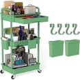 thumbnail image 1 of LLMRR 3 Tier Rolling Utility Cart with Drawer, Cart with Drawer & Handle, Bathroom Cart Organizer, Rolling Storage Cart with Drawer, Rolling Cart with Lockable Wheels for Kitchen, Office, Green, 1 of 9
