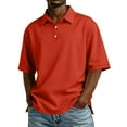 thumbnail image 2 of Tall Collared polo shirts Short Sleeve Shirt for Men , Casual Fit Top for Work, Tennis & Golf Vermilion 3XL, 2 of 9