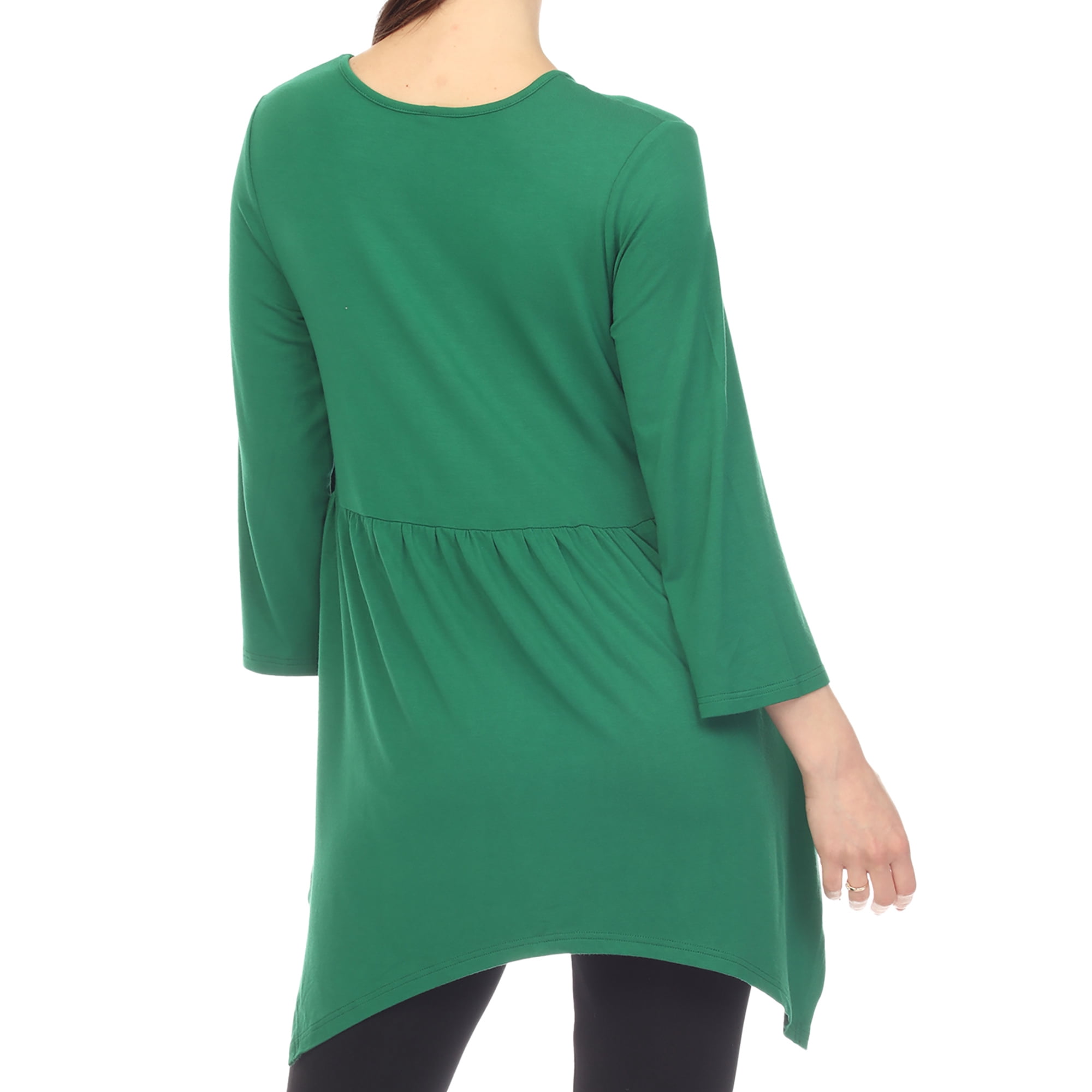White Mark 3/4 Sleeve Empire Waist Top with Pockets (Women's & Women's Plus)
