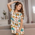 thumbnail image 3 of Naloa Fall Pumpkins And Sunflowers Print Women Nightgowns,Womens Loungewear,Short Sleeve Sleepwear,Comfy Ladies Nightdress, 3 of 6