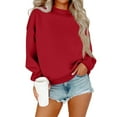 thumbnail image 2 of Cyglowse 2026 Fashion Women's Turtleneck Pullover Oversized Long Sleeve Sweatshirt Soft Warm Jumper Style Top Red 2XL, 2 of 7