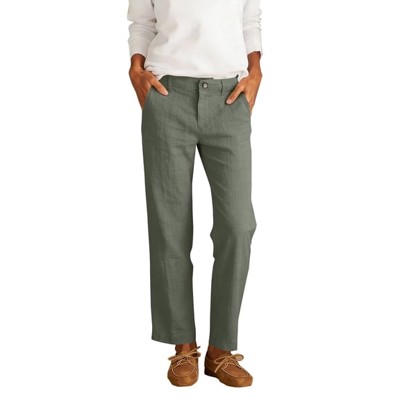 Admvng Women's Cotton and Linen Pants Straight Leg Casual Summer Office Trousers with Pockets