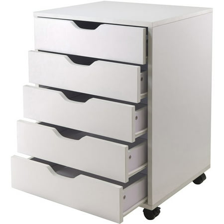 Halifax 5-Drawer Vertcal Wood File Cabinet With Casters, Multiple Finishes