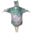 thumbnail image 2 of FORMRS Wearable Blanket Hoodie with Sleeves for Kids Cozy Flannel Sweatshirt, Purple Forest Scene, 2 of 7