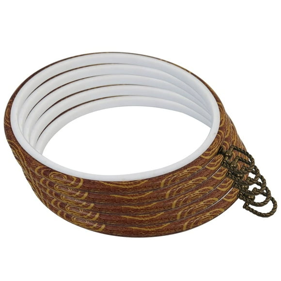Aros para bordar guofa redondos de 8 pulgadas, madera imitada y plástico, 5 unidades