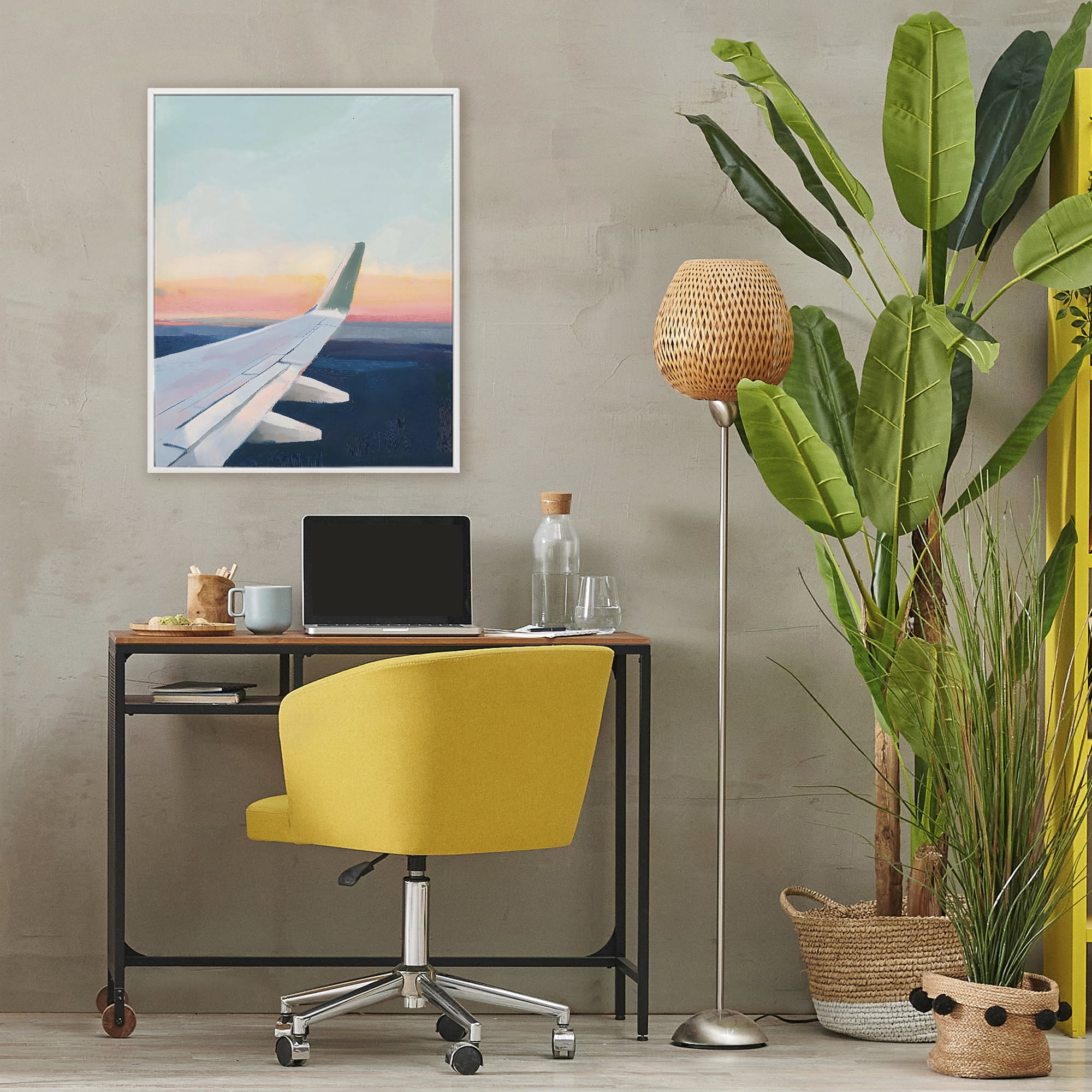 Stupell Industries Airplane Wing Sunset White Framed Giclee Art, design by The Prints Vibe
