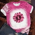 thumbnail image 2 of WREESH Womens Pink Ribbon Short Sleeve Bleach T-Shirts Breast Cancer Awareness Tees Round Neck Loose Workout Tops Pink A, 2 of 5