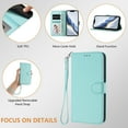 thumbnail image 3 of Allytechgroup for Samsung Galaxy A16 5G Flip Case, Slim Fit Shockproof Cover with Credit Card Slot, RFID Blocking Card Pocket Lanyard Shock-Absorbent Protective Bumper for Women Girls, Mint, 3 of 11