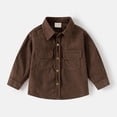 thumbnail image 2 of Ticikt Boys Corduroy Shirt Jacket Long Sleeve Casual Open Front Shirt with Collar for Kids Toddler,Color:Coffee,Size:6-7 Years, 2 of 4