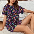thumbnail image 4 of Sikiie mushroom color Skull Womens Pajama Sets Short Sleeve Top With Pants Sleepwear 2 Piece Lounge SetMedium, 4 of 6