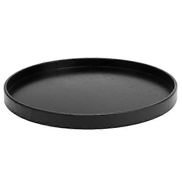 Wooden Round Black Anti-Slip Tea Tray Serving Tray for Home Shop Office Bar Use (Black 30cm)