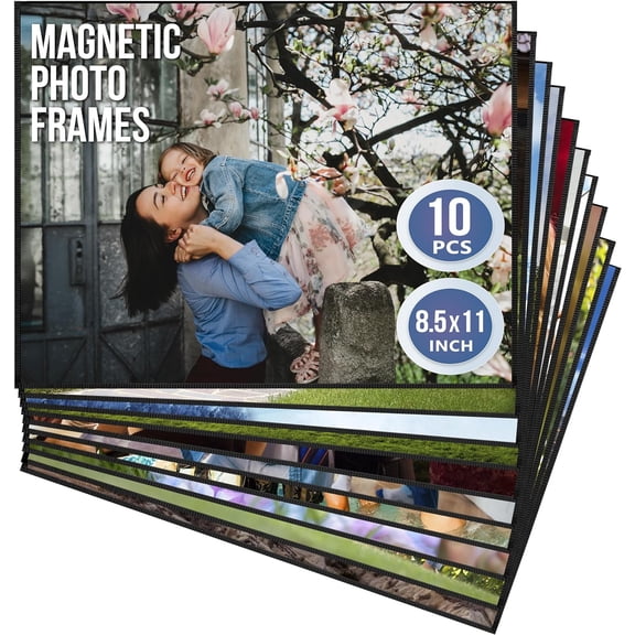 10 Pack Magnetic Picture Frames for Refrigerator - 8.5 x 11 in Magnet Picture Frames for Fridge - Magnetic Photo Sleeves - Locker Magnet Frame - 8.5x11 Magnetic Photo Frames - Magnetic Picture Holder