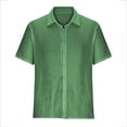 thumbnail image 6 of YLSDY Men's Casual Short Sleeve Button Down Shirts Summer Cotton Linen Vacation Shirt Lightweight Textured Shirts Green XXXXL, 6 of 7