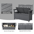 thumbnail image 5 of Outdoor Wooden Storage Bench with Armrests and Backrest, Deck Box with Removable Waterproof Liner for Patio Garden, Gray, 5 of 8