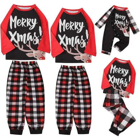 

Christmas Pajamas for Family Snowman Printed Warm Pajamas Set Tops Long Pants Two-Piece Sleepwear Sets