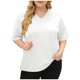 thumbnail image 1 of Camiseta informal de mujer con cuello en V, manga corta y corte holgado - Algodón suave, prenda básica versátil, 1 of 4