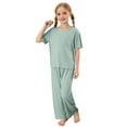 thumbnail image 3 of Teens Boys Pajamas Set Soft Crewneck Top Trousers Summer Loungewear Girls Pjs Size 10-12 Years Kids Clothes, 3 of 8