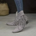 thumbnail image 5 of jsaierl Women's Vintage Tassels Up Short Boots Midheel Boots Shoes Cowboy Boots Modern Western Cowboy Distressed Boot, 5 of 6