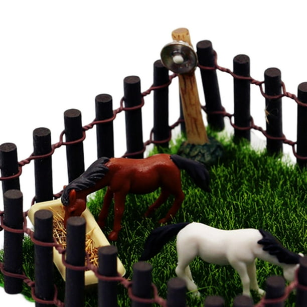 Casa de munecas Granja Caballo Juguetes Juguete educativo con cerca Hada Jardin Miniatura Caballo Estable Juego Juguetes para Ninas DIY Juguete cerca marron CUTICAT Juego de establo de caballos Walmar...