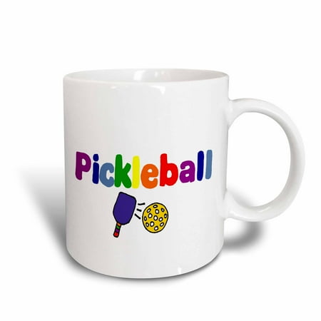 

3dRose Colorful Pickleball Letters and Paddles - Ceramic Mug 11-ounce
