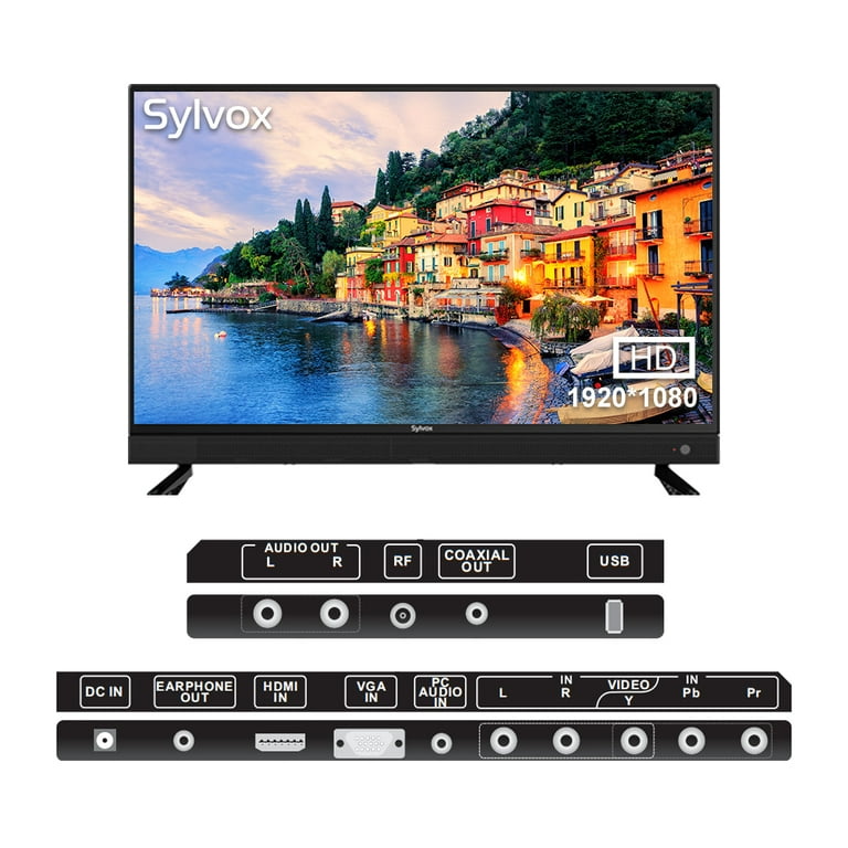 SYLVOX Televisor de 32 pulgadas de 12 voltios, Smart TV FHD 1080P,  reproductor de disco de video digital ARC CEC integrado, soporte de  conexión