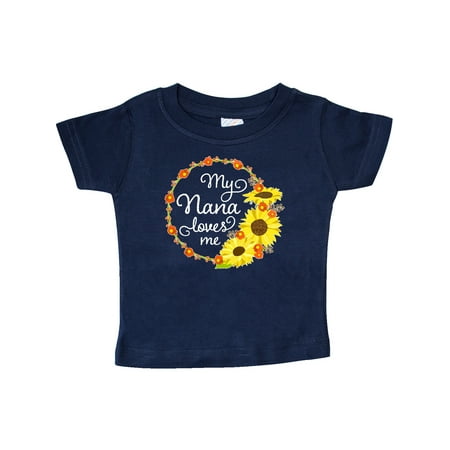 

Inktastic My Nana Loves Me with Sunflower Wreath Gift Baby Boy or Baby Girl T-Shirt