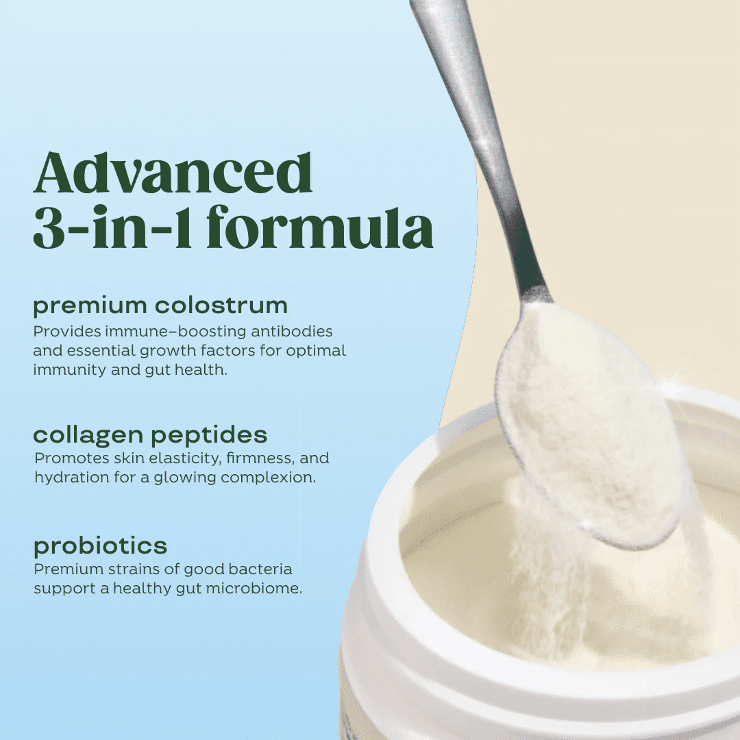 Bloom Nutrition Colostrum & Collagen Peptides Powder, Unflavored, 25 Servings