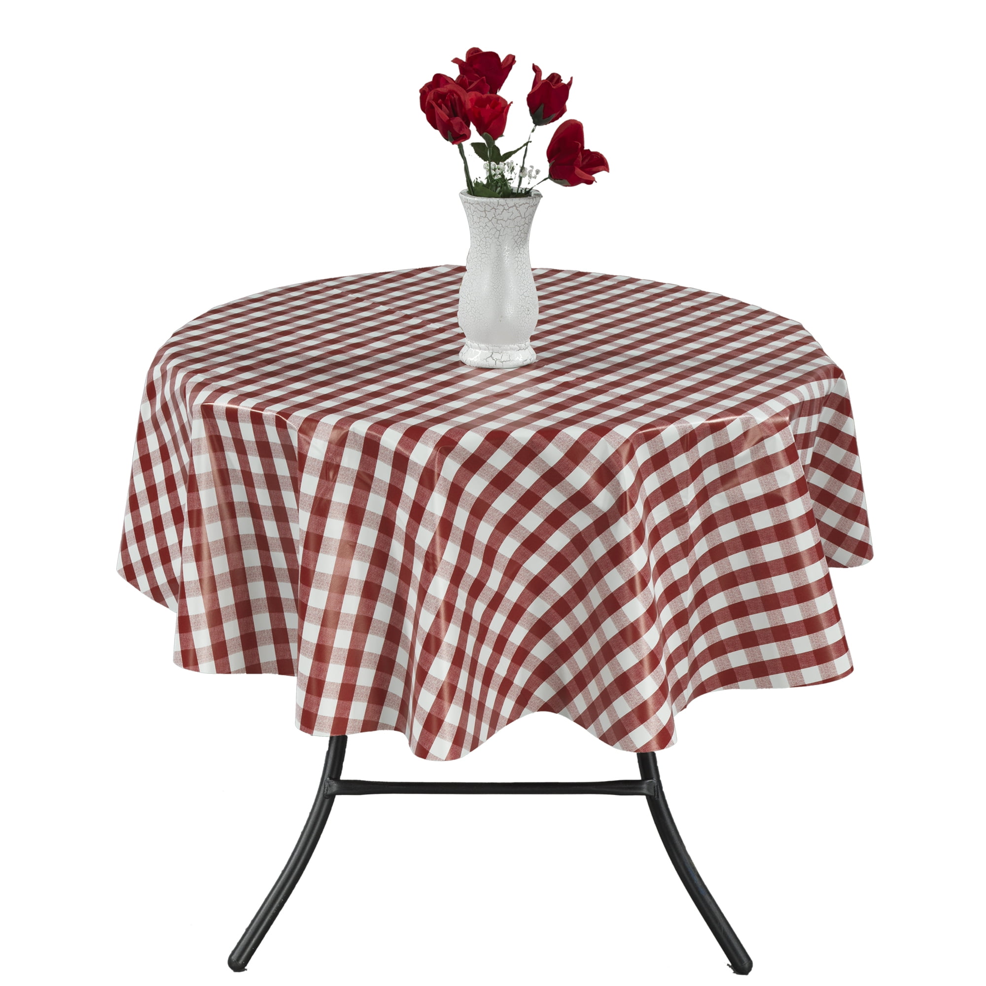 Berrnour Home Vinyl Tablecloth Red Checkered Design Indoor/Outdoor