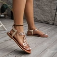 thumbnail image 5 of Women's Summer New Large Size Rhinestone Flat Transparent One-line Strap Sandals Sandals for Women Gold 42, 5 of 8