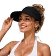 thumbnail image 2 of Gsakboxl Women UPF50+ Foldable Ponytail Sun Visor Cap, Ice Feel Lightweight Large Brim Empty Top Sports Hat for Outdoor Workout Hiking Cowboy Hat Black One Size, 2 of 7