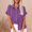 #1-Purple, variant on Azrian Womens Sweatshirt Plus Size,Women's Tops Fashion Solid Button Shirt Female V-Neck Loose T-shirt Blouse for