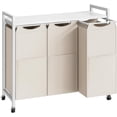 thumbnail image 2 of Laundry Sorter 3 Section, Laundry Hamper with Wheels, 3 × 11.5 Gal (43.4L), Rolling Laundry Basket, Pull-Out and Removable Oxford Fabric Laundry Bags, Rustic Brown and Grey, 2 of 10