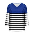 thumbnail image 4 of ylioge Satin T Shirts for Women Plus Size S-5X 3/4 Sleeve V Neck Tees Tops Womens Casual Color Block Pullover Basic Going-Out Work Blouses Top, 4 of 5