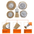 thumbnail image 3 of Juego de 5 accesorios para taladro con cepillo de alambre recubierto de latón para limpiar óxido, vástago hexagonal compatible con destornillador de impacto, 3 of 5