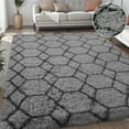 thumbnail image 2 of Nefoso Shag Geometric Area Rug, 4ft x 6ft Soft Fluffy Area Rugs for Living Room Bedroom Decor Carpet, Gray & Black, 2 of 6