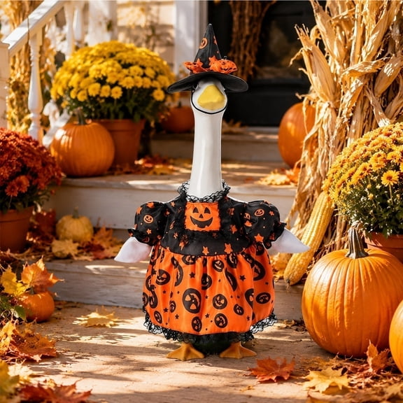 Sahpxhe Halloween Porch Goose Outfit Decorations, Thanksgiving Creative Clothing Set for Lawn Garden Yard Front Porch Walkway Party Decor Multicolor