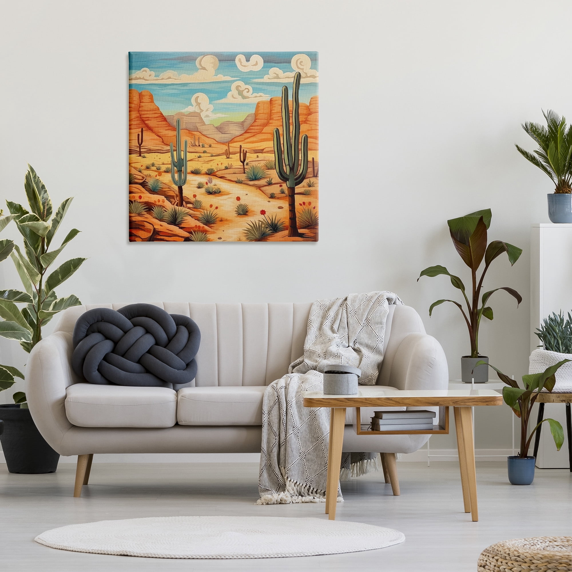 Stupell Industries Desert & Swirling Clouds Landscape Painting Gallery Wrapped Canvas Art Print Wall Art, 36 x 36