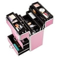 thumbnail image 5 of Zimtown 3-in-1 Rolling Professional Cosmetic Makeup Case with Wheels Gift For Women, Pink, 5 of 6