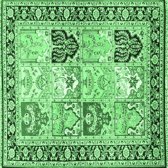 Ahgly Company Indoor Square Persian Emerald Green Traditional Area Rugs, 7' Square