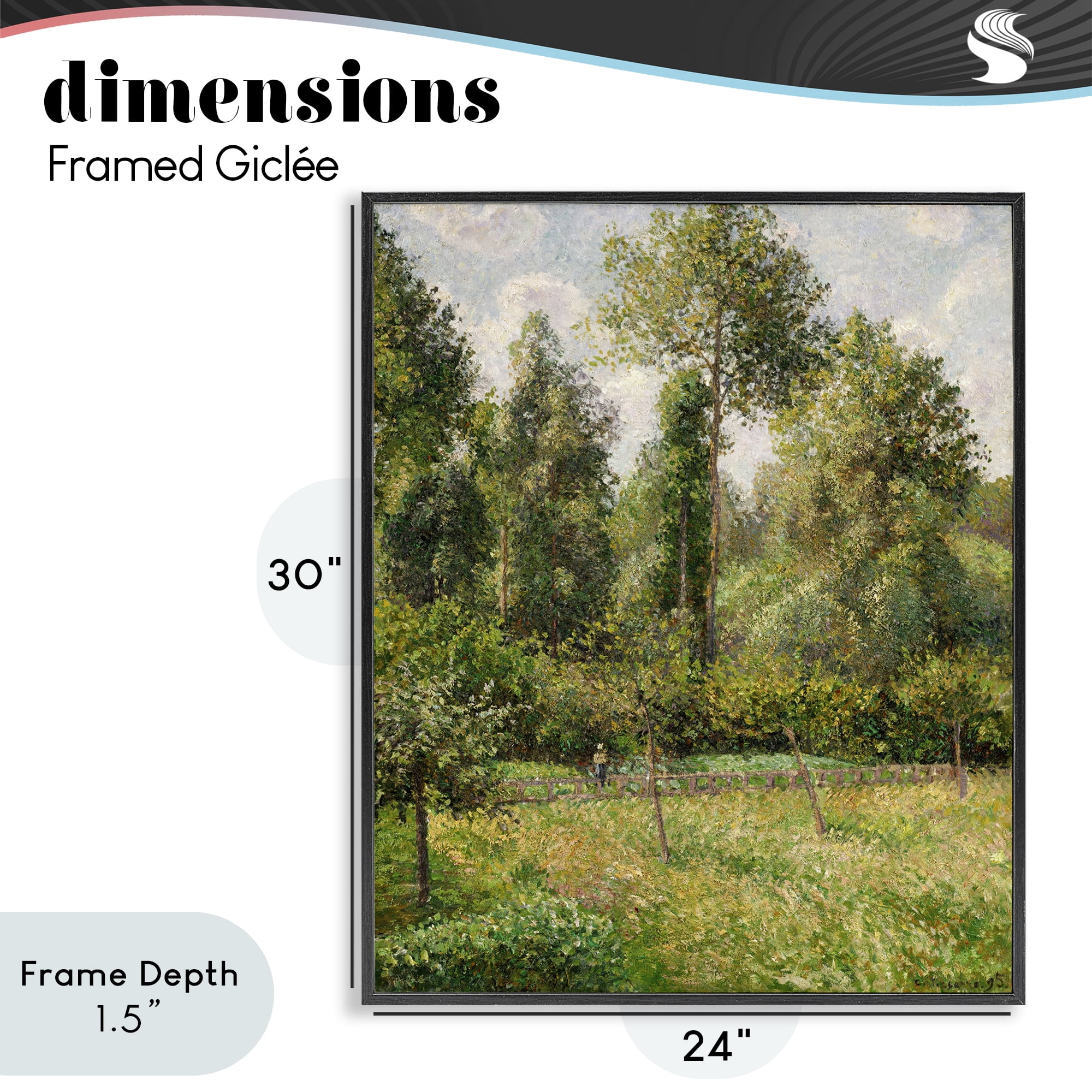 Stupell Industries Poplars Classic Landscape Black Framed Giclee Art, design by Camille Pissarro
