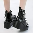 thumbnail image 6 of Goth Ankle Booties for Women's Motorcycle Platform Boot Chunky High Heel Lace Up Zipper Combat Boots Punk Rivet Boots Outdoor Shoes, 6 of 7