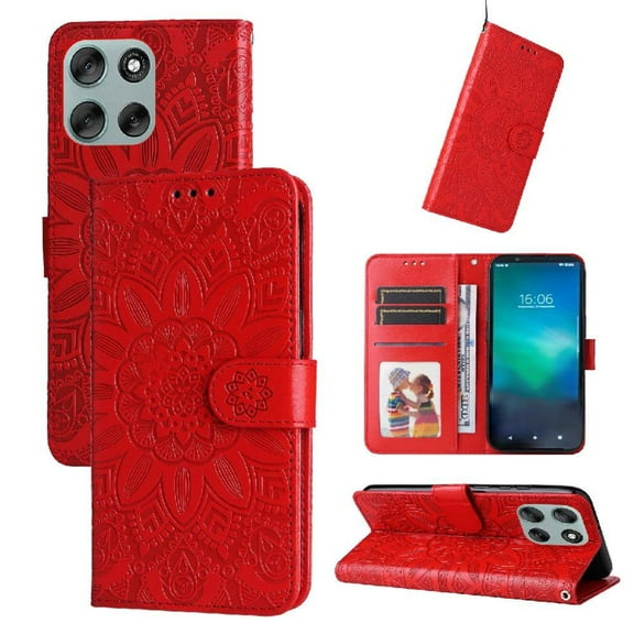 Funda tipo cartera GANGXUN para Motorola Moto G56 , diseño girasol, cuero PU, soporte, cierre magnético, tarjetero