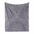 thumbnail image 1 of Mandala Soft Flannel Fleece Throw Blanket, Oriental Inspired Lace Looking Ornaments in Round Shaped Framed Design, Cozy Plush for Indoor and Outdoor Use, 50" x 60", Pale Grey and Mauve, by Ambesonne, 1 of 6