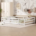 thumbnail image 3 of Full Size Wooden Floor Bed with Enclosed Guardrails, Low-Profile Frame, Gray Finish, No Box Spring Needed, 3 of 7